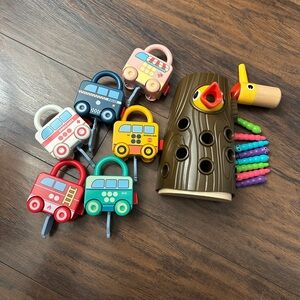 Montessori Toddler Learning Toy Bundle Bird Feeding + Number Lock Cars